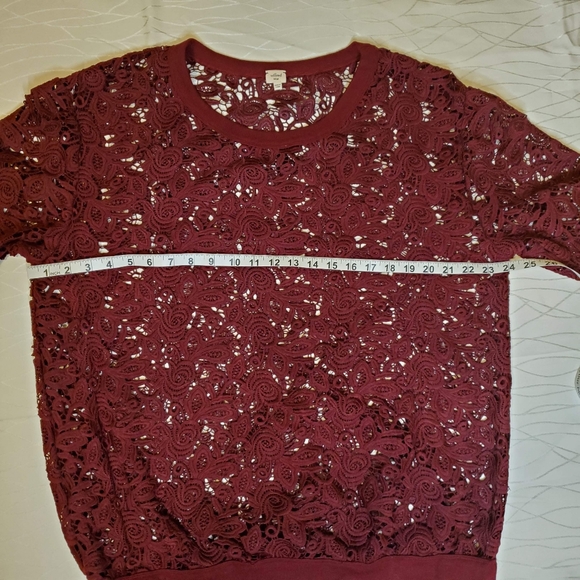 Aritzia Wilfred Burgundy Oversize Lace Sweatshirt - Picture 9 of 9